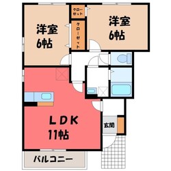 真岡駅 徒歩17分 1階の物件間取画像